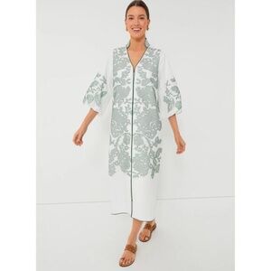 White & Green Embroidery Arem Caftan